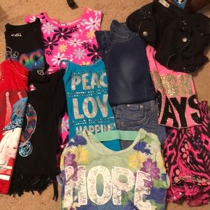 Lot of girls Justice 10/12 clothing.
